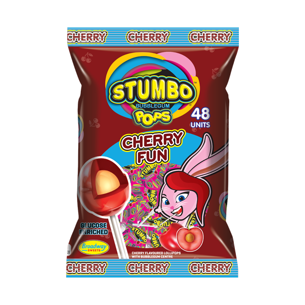 Broadway-Sweets-Stumbo-Pops-Cherry-Fun-48-Bag-1 Stumbo Cherry Fun Lollipops 48 - Image 1