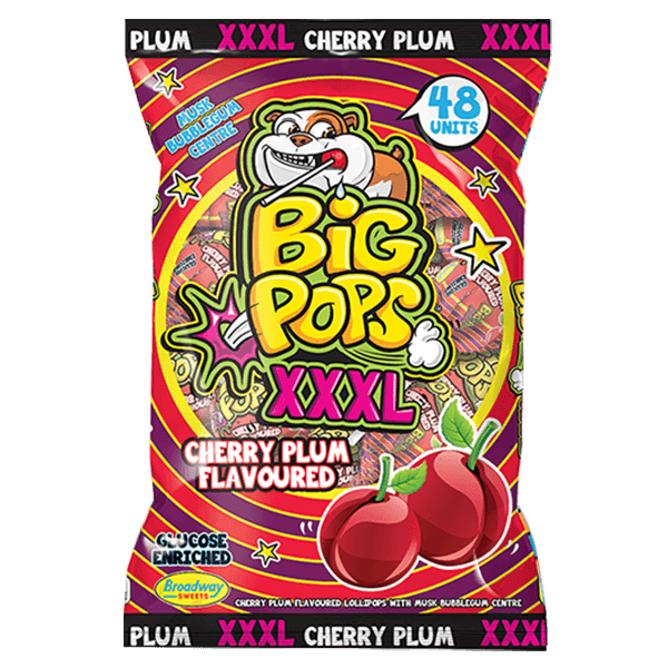 big-pops-cherry-plum-bag Big Pops XXXL Cherry Plum Lollipops 48 - Image 1