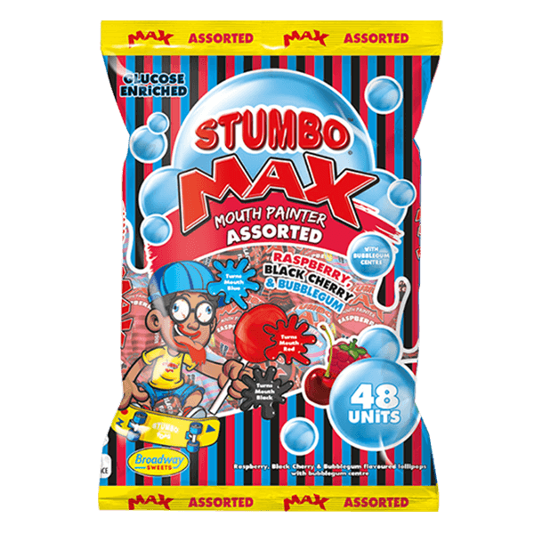 stumbo-max-assorted-bag-48 Stumbo Max Mouth Painter Assorted Lollipops 48 - Image 1